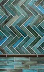 Haisen 1x4 Herringbone Teal Natural • Monochromatic Bancha Flat Bar Silk • Haisen 1x4 Teal Natural 