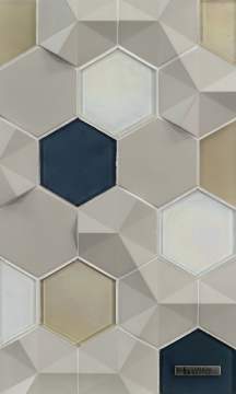 Contourz Fanfare Hex & Flat Hex Stoneware, Old Fashioned Hex Cottage Blue Pearl, Crystal Pearl, Latte Pearl & Silk