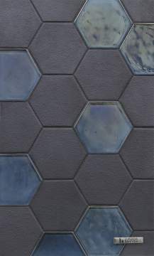 Graphite 4" Hex Black Iron • Old Fashioned Hex Cottage Blue Pearl 