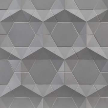 Fanfare Hex and 4” Hex in rosette pattern, single color • Color shown: Grayce