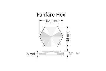 Contourz Fanfare Hex (4") dimensional