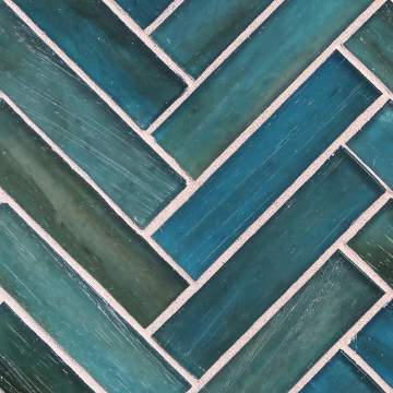 Haisen 1 x 4 Herringbone Teal Silk