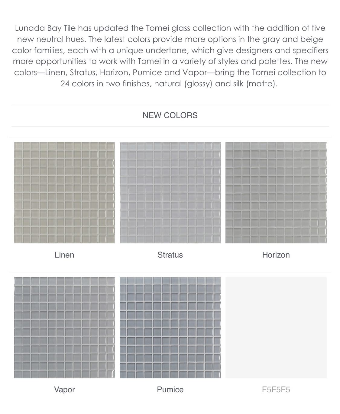 New Tomei Colors