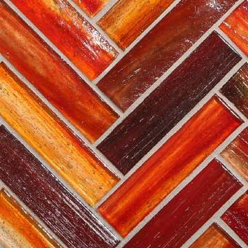 Tozen 1 x 4 Herringbone / Color - Marrakech Red Natural